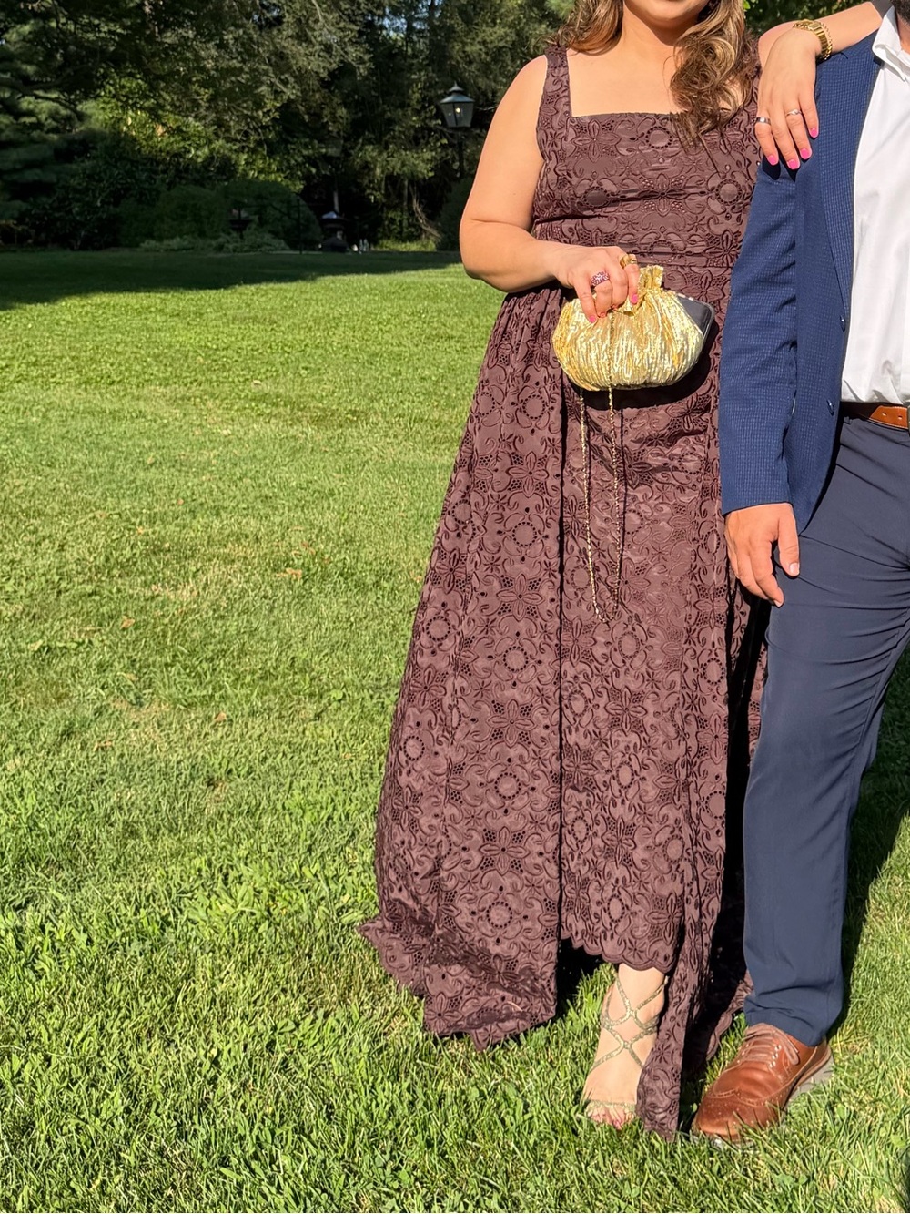 Alex Marie McKenzie Embroidery Square Neck Sleeveless Maxi Gown